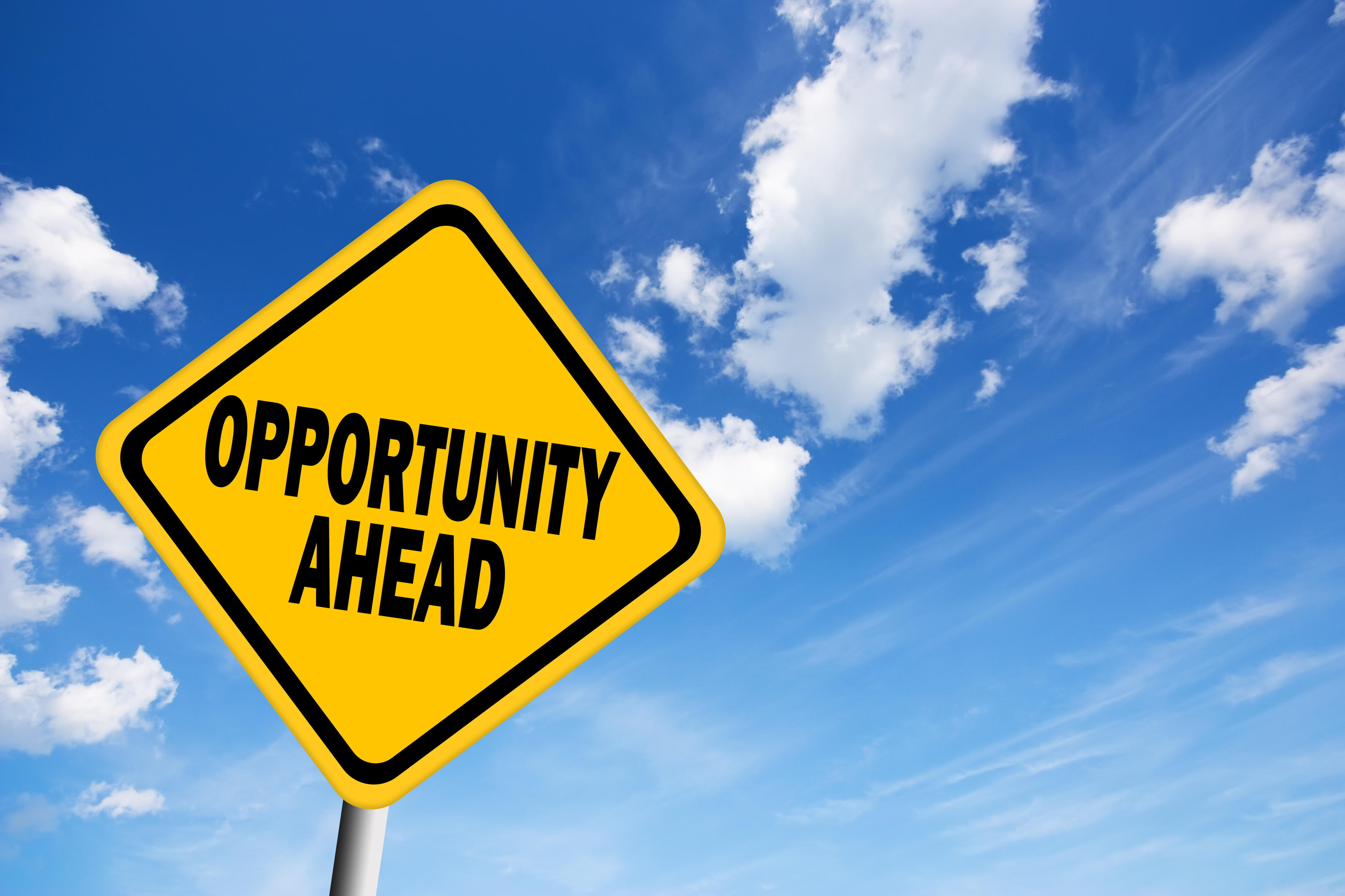image showing opportunity ahead sign representing photo booth franchise opportunity